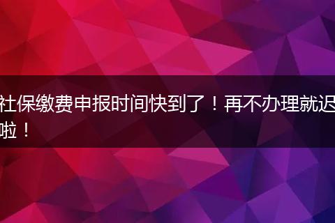 社保缴费申报时间快到了！再不办理就迟啦！