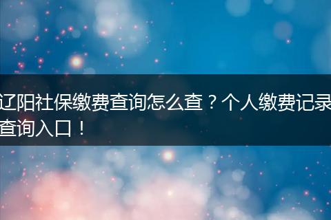 辽阳社保缴费查询怎么查？个人缴费记录查询入口！