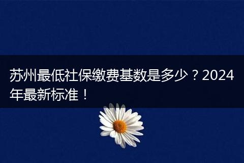 苏州最低社保缴费基数是多少？2024年最新标准！