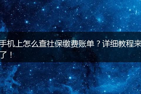 手机上怎么查社保缴费账单？详细教程来了！