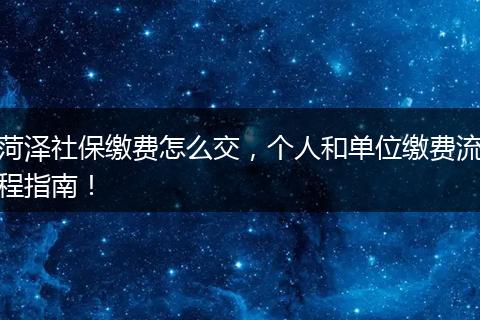 菏泽社保缴费怎么交，个人和单位缴费流程指南！