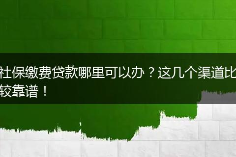 社保缴费贷款哪里可以办？这几个渠道比较靠谱！