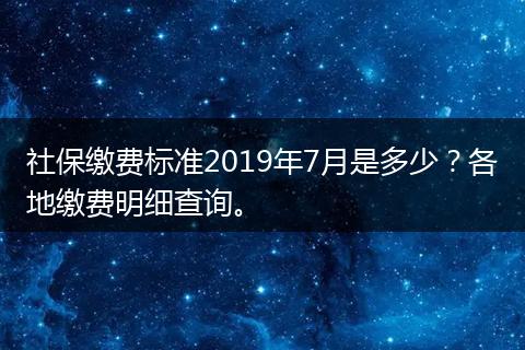 社保缴费标准2019年7月是多少？各地缴费明细查询。
