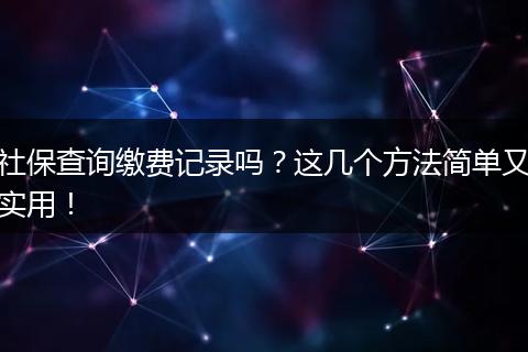 社保查询缴费记录吗？这几个方法简单又实用！