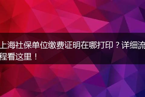 上海社保单位缴费证明在哪打印？详细流程看这里！