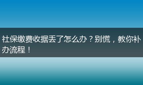 社保缴费收据丢了怎么办？别慌，教你补办流程！