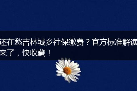 还在愁吉林城乡社保缴费？官方标准解读来了，快收藏！