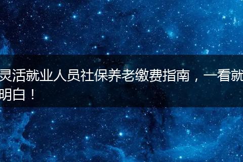 灵活就业人员社保养老缴费指南，一看就明白！