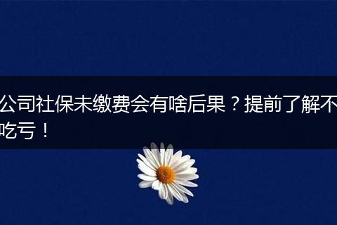 公司社保未缴费会有啥后果？提前了解不吃亏！