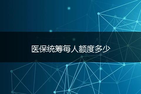 医保统筹每人额度多少