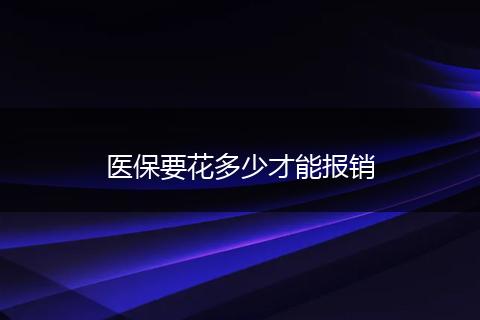 医保要花多少才能报销