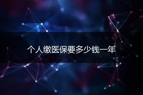 个人缴医保要多少钱一年
