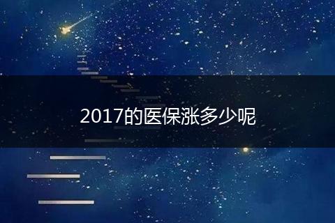 2017的医保涨多少呢