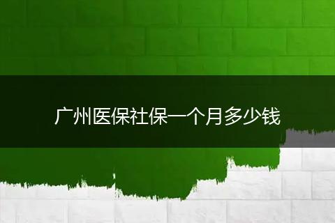 广州医保社保一个月多少钱