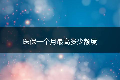 医保一个月最高多少额度