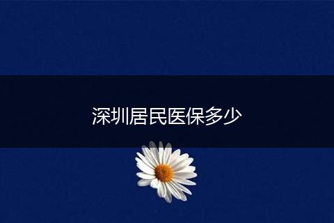 深圳居民医保多少