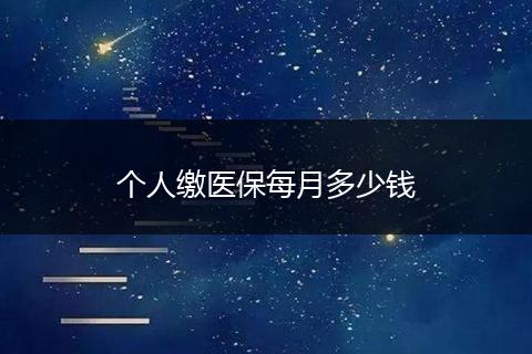 个人缴医保每月多少钱