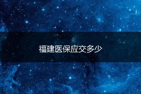 福建医保应交多少