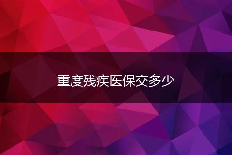 重度残疾医保交多少