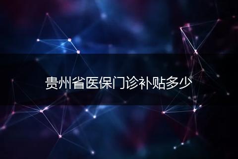 贵州省医保门诊补贴多少