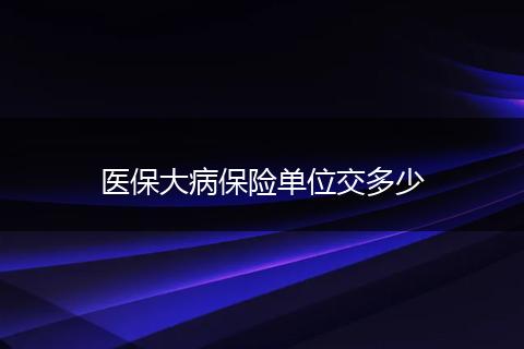 医保大病保险单位交多少