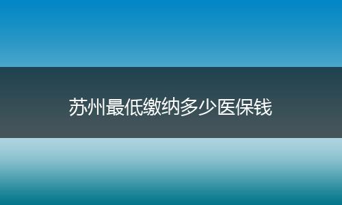 苏州最低缴纳多少医保钱