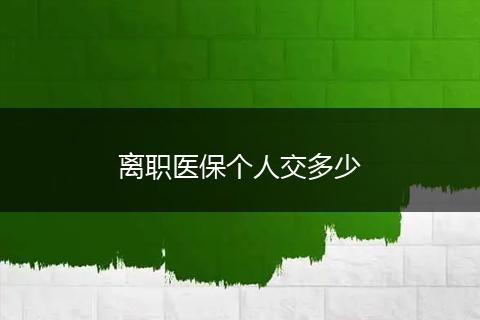 离职医保个人交多少