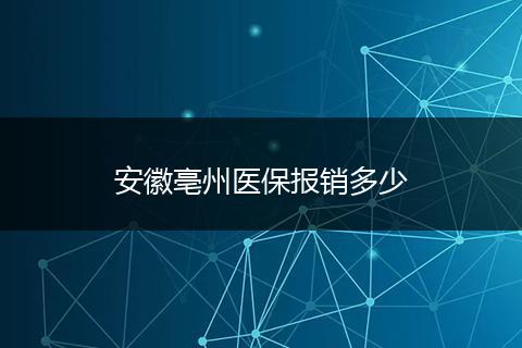 安徽亳州医保报销多少