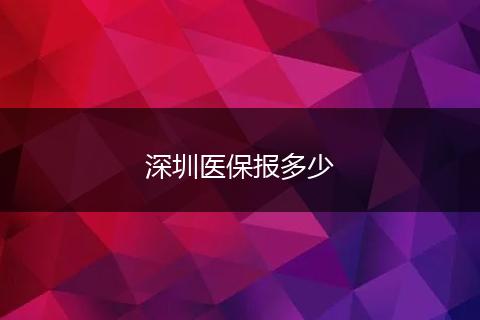深圳医保报多少