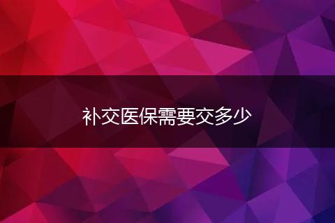 补交医保需要交多少