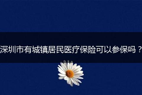 深圳市有城镇居民医疗保险可以参保吗？
