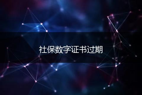 社保数字证书过期