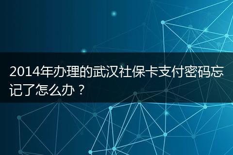 2014年办理的武汉社保卡支付密码忘记了怎么办?