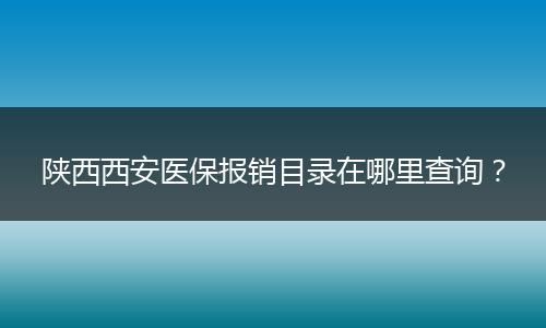 陕西西安医保报销目录在哪里查询？