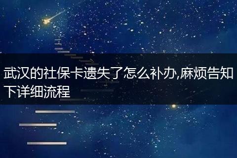 武汉的社保卡遗失了怎么补办,麻烦告知下详细流程