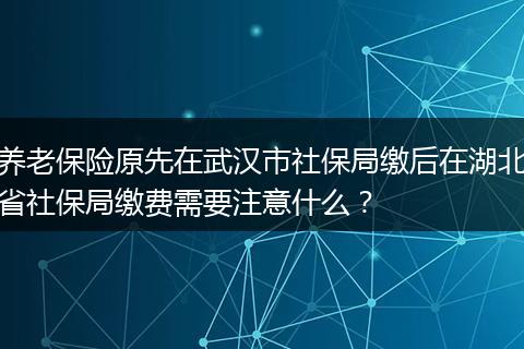 养老保险原先在武汉市社保局缴后在湖北省社保局缴费需要注意什么？