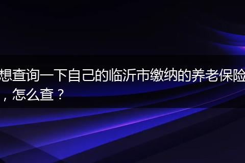 想查询一下自己的临沂市缴纳的养老保险，怎么查？