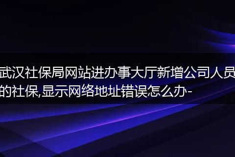 武汉社保局网站进办事大厅新增公司人员的社保,显示网络地址错误怎么办-