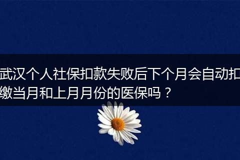 武汉个人社保扣款失败后下个月会自动扣缴当月和上月月份的医保吗？