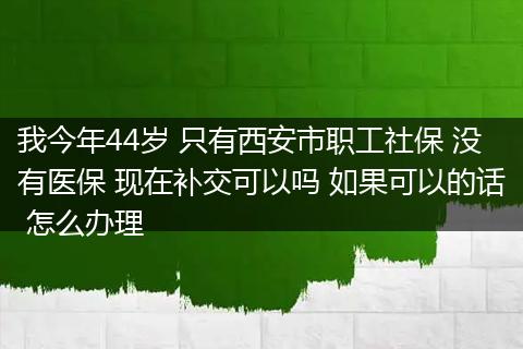 我今年44岁 只有西安市职工社保 没有医保 现在补交可以吗 如果可以的话 怎么办理