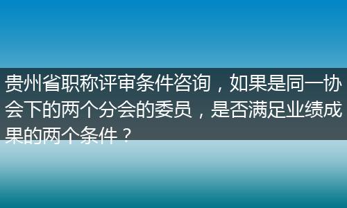 贵州省职称评审条件咨询，如果是同一协会下的两个分会的委员，是否满足业绩成果的两个条件？