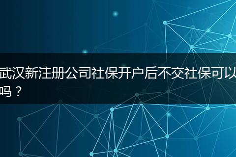 武汉新注册公司社保开户后不交社保可以吗？