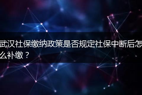 武汉社保缴纳政策是否规定社保中断后怎么补缴?