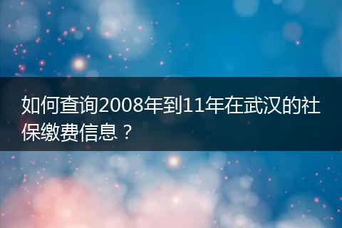 如何查询2008年到11年在武汉的社保缴费信息?