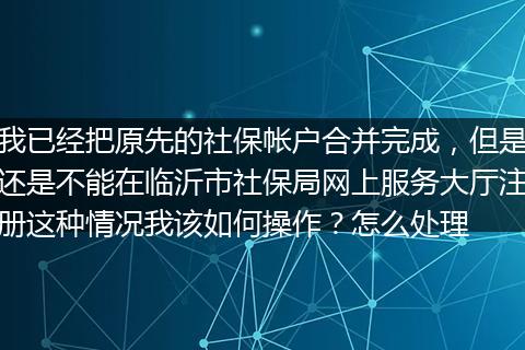 我已经把原先的社保帐户合并完成，但是还是不能在临沂市社保局网上服务大厅注册这种情况我该如何操作？怎么处理