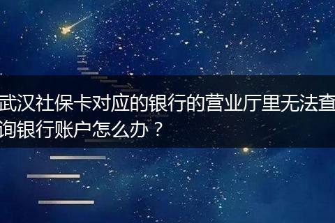 武汉社保卡对应的银行的营业厅里无法查询银行账户怎么办？
