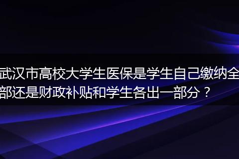 武汉市高校大学生医保是学生自己缴纳全部还是财政补贴和学生各出一部分？