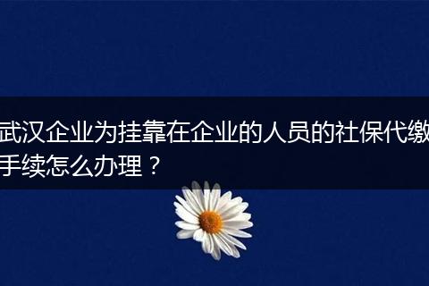 武汉企业为挂靠在企业的人员的社保代缴手续怎么办理？