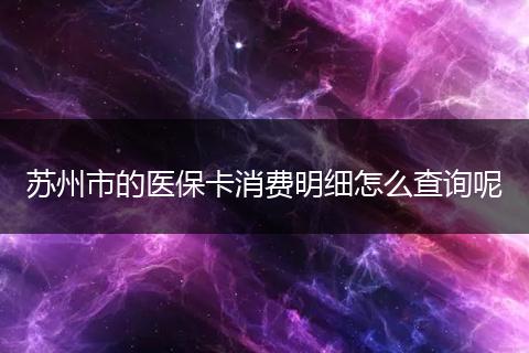 苏州市的医保卡消费明细怎么查询呢