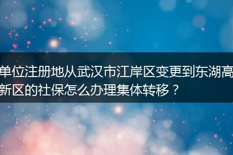 单位注册地从武汉市江岸区变更到东湖高新区的社保怎么办理集体转移？